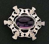 Thistle design amethyst design brooch
