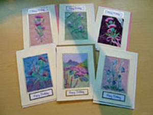Embroidered Scottish Thistle Birthday card