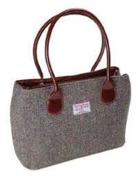 Harris Tweed classic bag brown/purple herringbone