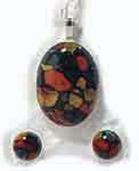 Milled Edge Earrings and Pendant Set with Sterling Silver fittings (spe212)