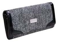 Harris Tweed long wallet purse grey herringbone