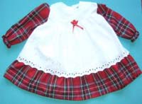 Tartan Dress with White Broderie Anglaise Smock  