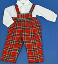 Boys Tartan Dungaree with white shirt