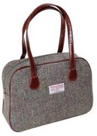 Harris Tweed square bag grey herringbone